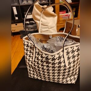 Coach City tote with houndstooth print